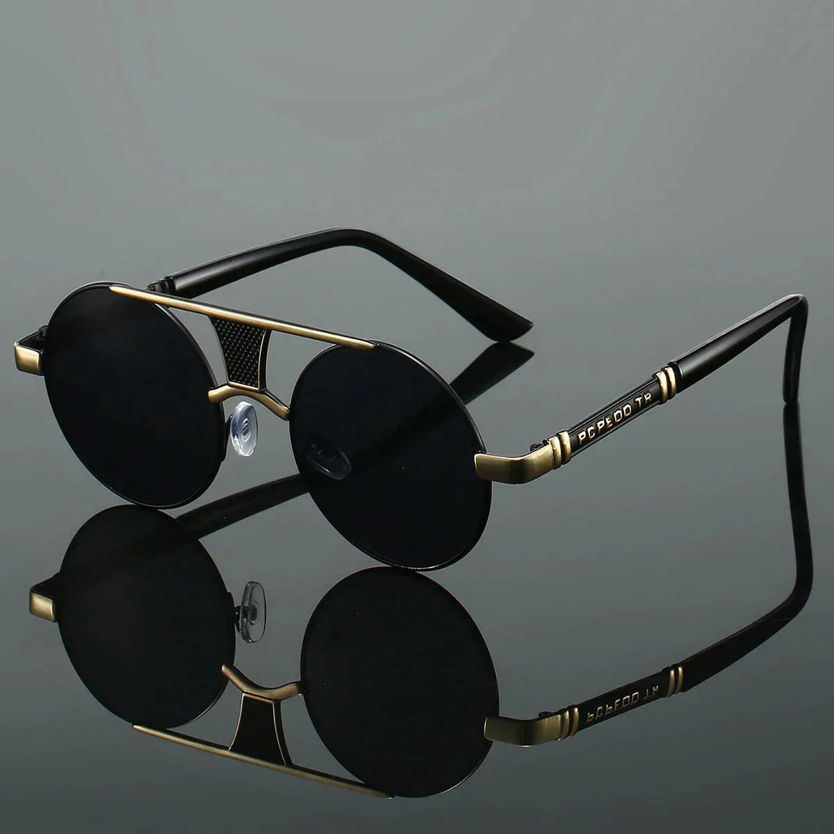 Herren Sonnenbrille Steampunk | Runde Vintage Brille mit Metallrahmen rot [ Herrenkollektion - Sonnenbrille - Freizeitbrille ] 226 - Herren Sonnenbrille Steampunk Gratti Offiziell 