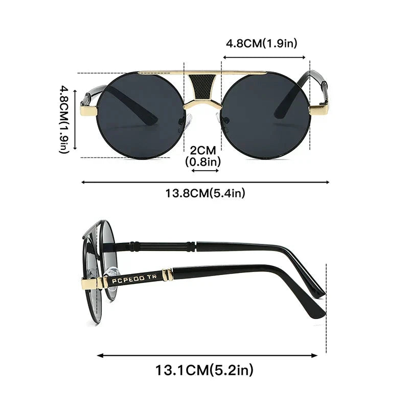 Herren Sonnenbrille Steampunk | Runde Vintage Brille mit Metallrahmen rot [ Herrenkollektion - Sonnenbrille - Freizeitbrille ] 226 - Herren Sonnenbrille Steampunk Gratti Offiziell 