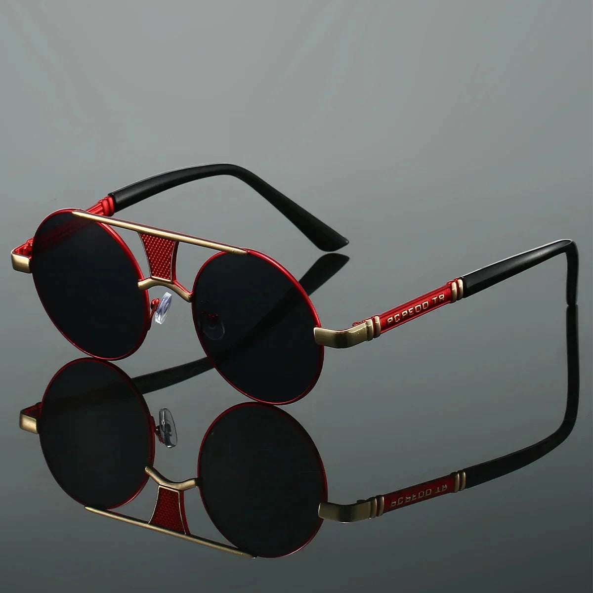 Herren Sonnenbrille Steampunk | Runde Vintage Brille mit Metallrahmen rot [ Herrenkollektion - Sonnenbrille - Freizeitbrille ] 226 - Herren Sonnenbrille Steampunk Gratti Offiziell 