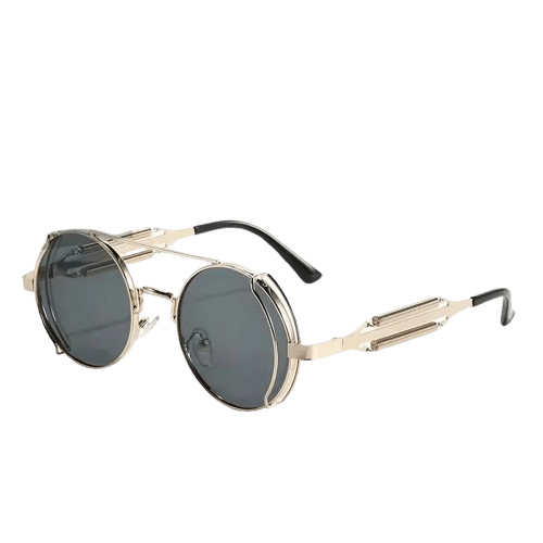 Herren Sonnenbrille Steampunk | Vintage Runde Brille mit Seitenschildern gold [ Herrenkollektion - Sonnenbrille - Freizeitbrille ] 221 - Herren Sonnenbrille Steampunk Gratti Offiziell 