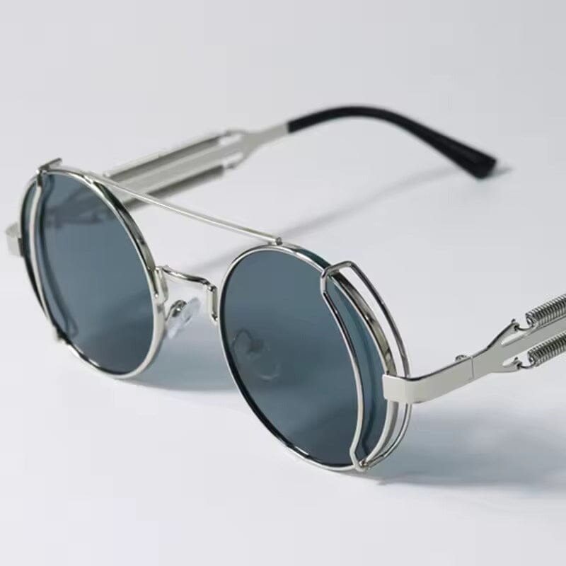 Herren Sonnenbrille Steampunk | Vintage Runde Brille mit Seitenschildern gold [ Herrenkollektion - Sonnenbrille - Freizeitbrille ] 221 - Herren Sonnenbrille Steampunk Gratti Offiziell Silber 