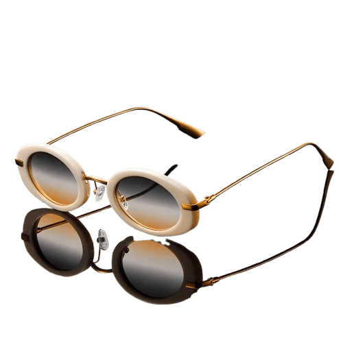 Herren Sonnenbrillen Set Retro | Ovale Brillen Schildpatt und Beige [ Herrenkollektion - Sonnenbrille - Freizeitbrille ] 236 - Herren Sonnenbrillen Set Retro Gratti Offiziell 