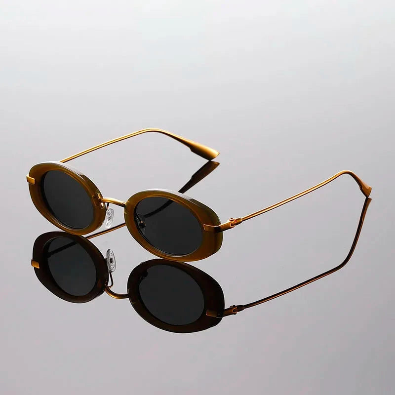 Herren Sonnenbrillen Set Retro | Ovale Brillen Schildpatt und Beige [ Herrenkollektion - Sonnenbrille - Freizeitbrille ] 236 - Herren Sonnenbrillen Set Retro Gratti Offiziell Espresso Gold 