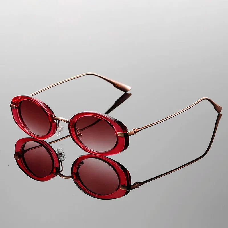 Herren Sonnenbrillen Set Retro | Ovale Brillen Schildpatt und Beige [ Herrenkollektion - Sonnenbrille - Freizeitbrille ] 236 - Herren Sonnenbrillen Set Retro Gratti Offiziell Karmesinrot 