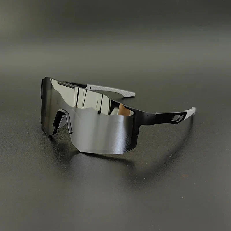 Herren Sport Sonnenbrille | Monoscheibe Visierbrille schwarz [ Herrenkollektion - Sonnenbrille - Freizeitbrille ] 222 - Herren Sport Sonnenbrille Gratti Offiziell Chrom Silber 