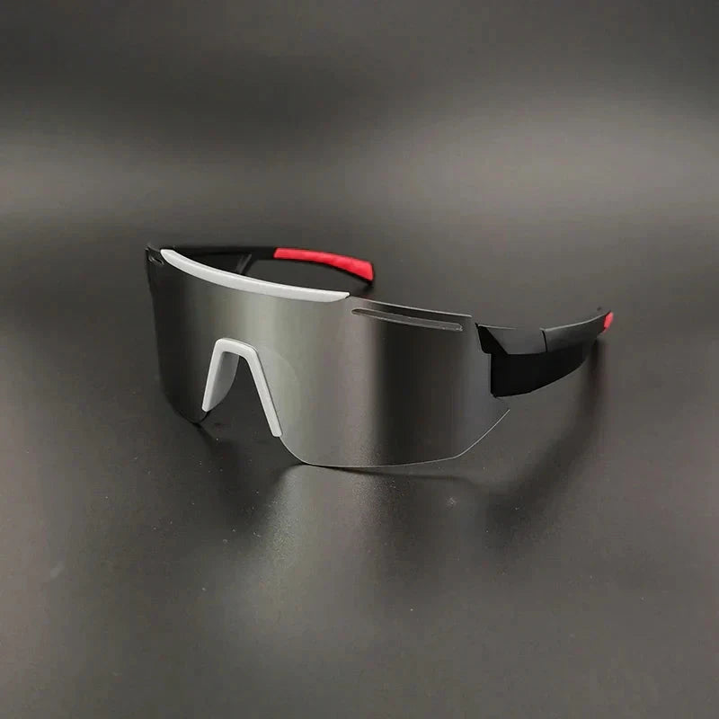 Herren Sport Sonnenbrille | Monoscheibe Visierbrille weiß [ Herrenkollektion - Sonnenbrille - Freizeitbrille ] 229 - Herren Sport Sonnenbrille Gratti Offiziell Chrom Silber 
