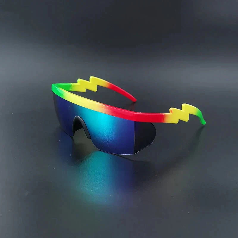 Herren Sport Sonnenbrille Retro | Visierbrille mit verspiegelten Gläsern weiß [ Herrenkollektion - Sonnenbrille - Freizeitbrille ] 216 - Herren Sport Sonnenbrille Retro Gratti Offiziell Regenbogen 