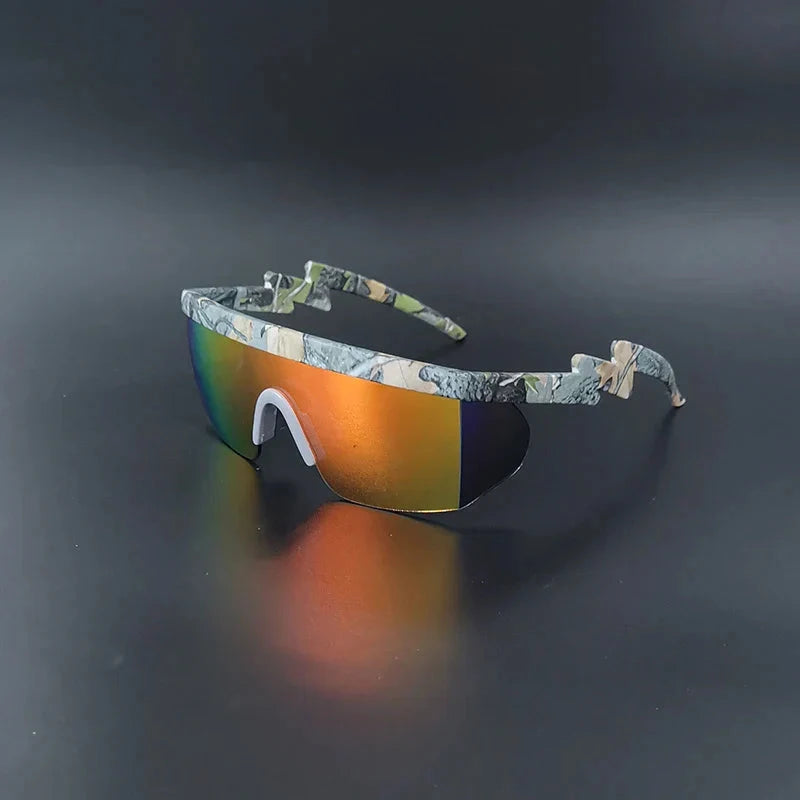 Herren Sport Sonnenbrille Retro | Visierbrille mit verspiegelten Gläsern weiß [ Herrenkollektion - Sonnenbrille - Freizeitbrille ] 216 - Herren Sport Sonnenbrille Retro Gratti Offiziell Camo 