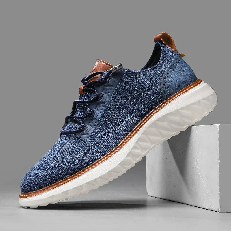 Herren Strick Sneaker | Casual Freizeitschuhe mit Brogue-Muster beige [ Herrenkollektion - Schuhe - Turnschuhe ] 261 - Herren Strick Sneaker Gratti Offiziell 