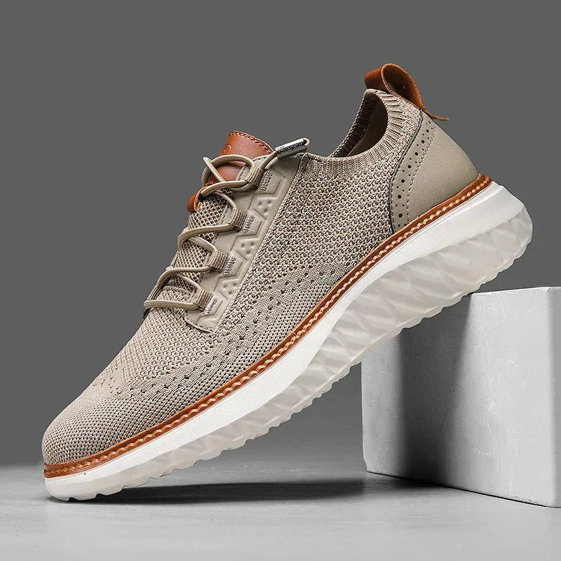 Herren Strick Sneaker | Casual Freizeitschuhe mit Brogue-Muster beige [ Herrenkollektion - Schuhe - Turnschuhe ] 261 - Herren Strick Sneaker Gratti Offiziell 