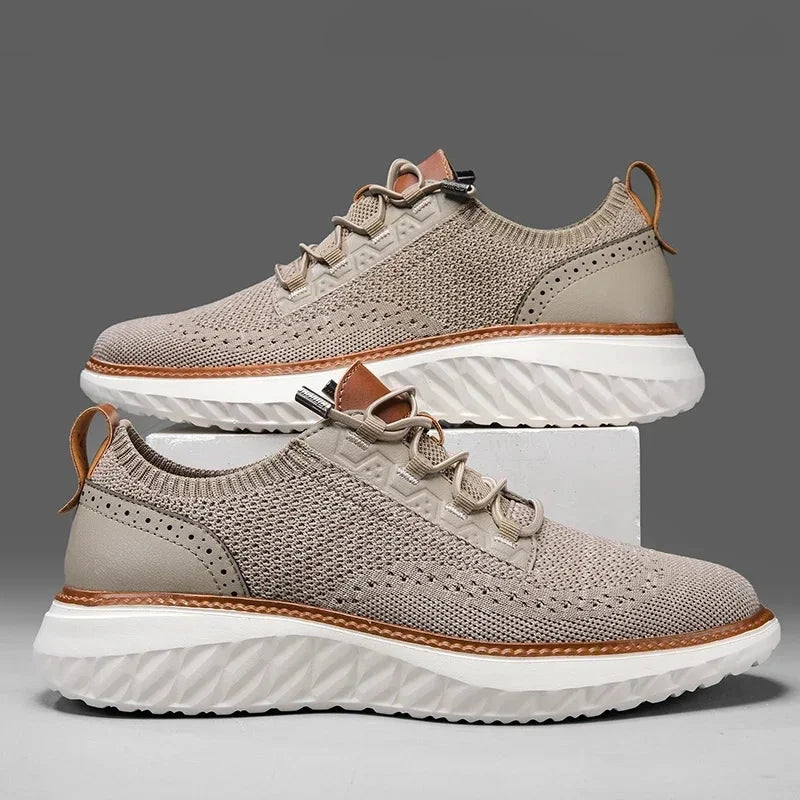 Herren Strick Sneaker | Casual Freizeitschuhe mit Brogue-Muster beige [ Herrenkollektion - Schuhe - Turnschuhe ] 261 - Herren Strick Sneaker Gratti Offiziell 