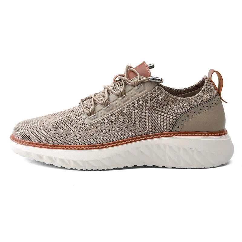 Herren Strick Sneaker | Casual Freizeitschuhe mit Brogue-Muster beige [ Herrenkollektion - Schuhe - Turnschuhe ] 261 - Herren Strick Sneaker Gratti Offiziell 