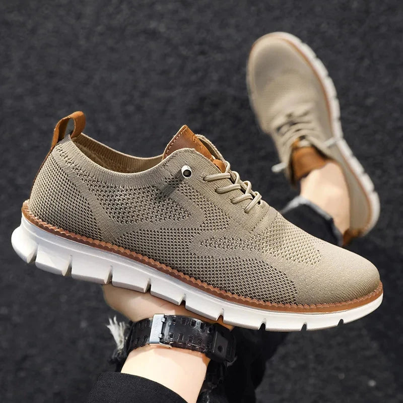 Herren Strick Sneaker | Casualschuhe mit Brogue Muster beige [ Herrenkollektion - Schuhe - Turnschuhe ] 258 - Herren Strick Sneaker Gratti Offiziell 