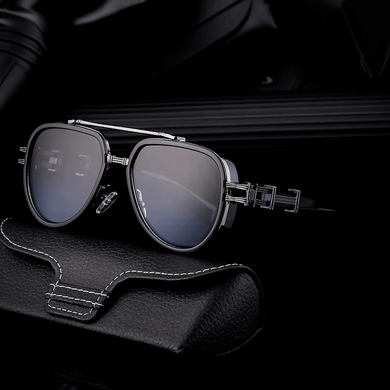 Herren Vintage Sonnenbrille | Metallbrille mit Doppelsteg schwarz-gold [ Herrenkollektion - Sonnenbrille - Freizeitbrille ] 234 - Herren Vintage Sonnenbrille Gratti Offiziell 