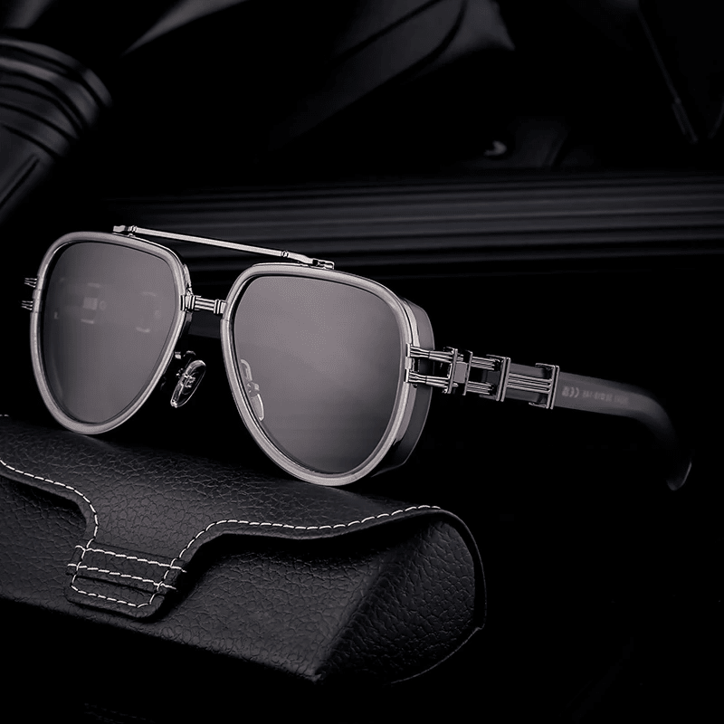 Herren Vintage Sonnenbrille | Metallbrille mit Doppelsteg schwarz-gold [ Herrenkollektion - Sonnenbrille - Freizeitbrille ] 234 - Herren Vintage Sonnenbrille Gratti Offiziell 