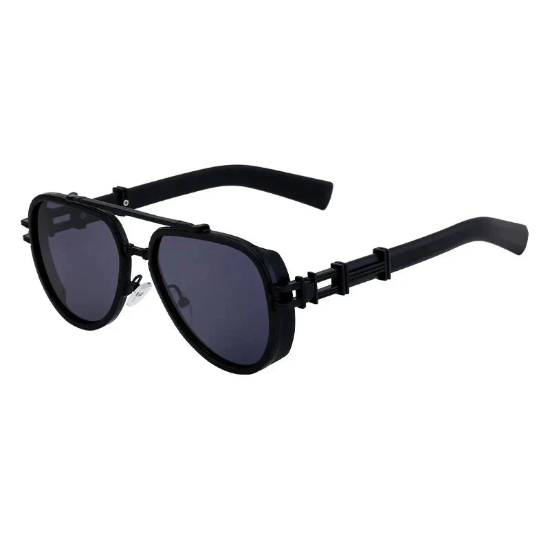 Herren Vintage Sonnenbrille | Metallbrille mit Doppelsteg schwarz-gold [ Herrenkollektion - Sonnenbrille - Freizeitbrille ] 234 - Herren Vintage Sonnenbrille Gratti Offiziell Mitternachtsschwarz 