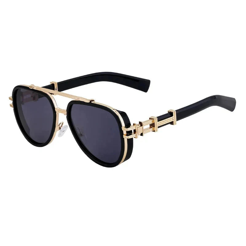 Herren Vintage Sonnenbrille | Metallbrille mit Doppelsteg schwarz-gold [ Herrenkollektion - Sonnenbrille - Freizeitbrille ] 234 - Herren Vintage Sonnenbrille Gratti Offiziell Schwarzgold 