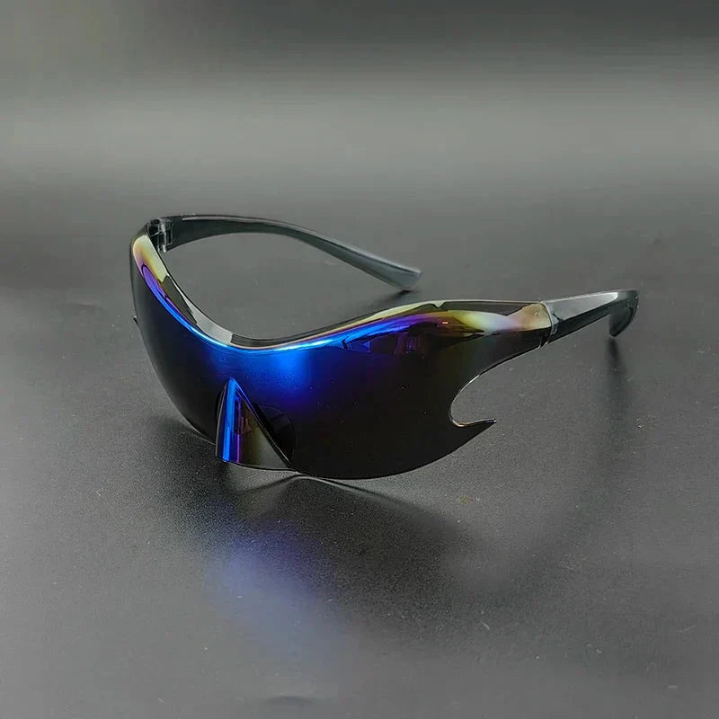 Herren Visierbrille verspiegelt | Futuristische Sport Sonnenbrille silber [ Herrenkollektion - Sonnenbrille - Freizeitbrille ] 243 - Herren Visierbrille verspiegelt Gratti Offiziell Chrom Blau 