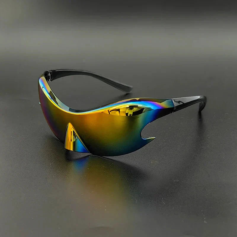 Herren Visierbrille verspiegelt | Futuristische Sport Sonnenbrille silber [ Herrenkollektion - Sonnenbrille - Freizeitbrille ] 243 - Herren Visierbrille verspiegelt Gratti Offiziell Gelbe Jacke 