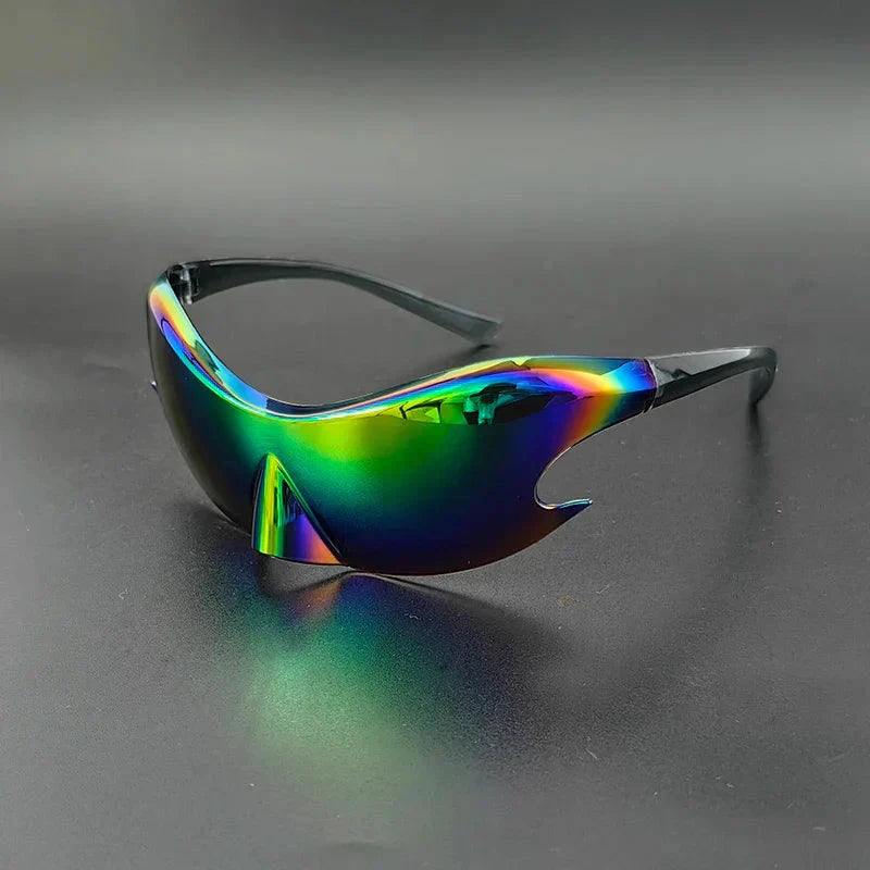Herren Visierbrille verspiegelt | Futuristische Sport Sonnenbrille silber [ Herrenkollektion - Sonnenbrille - Freizeitbrille ] 243 - Herren Visierbrille verspiegelt Gratti Offiziell Grüne Laterne 