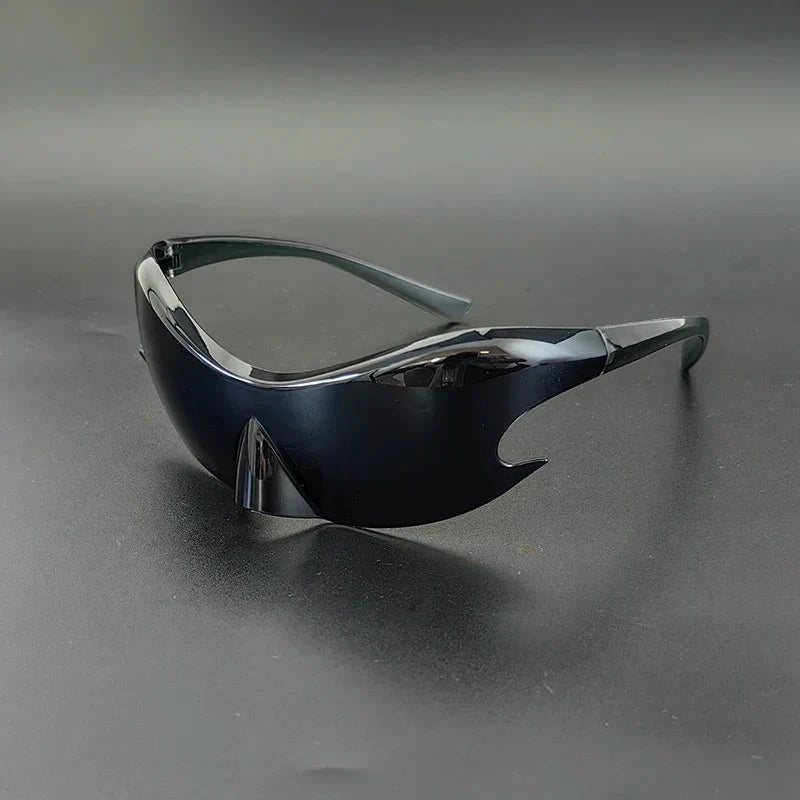 Herren Visierbrille verspiegelt | Futuristische Sport Sonnenbrille silber [ Herrenkollektion - Sonnenbrille - Freizeitbrille ] 243 - Herren Visierbrille verspiegelt Gratti Offiziell Tiefschwarz 
