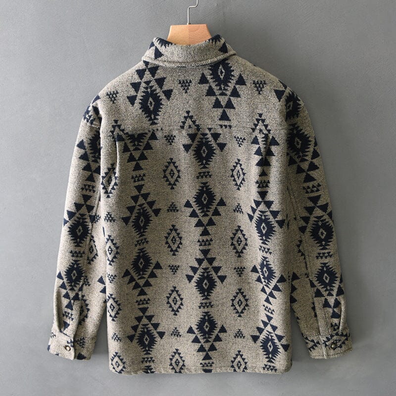 Herren Wolljacke Jacquardmuster | Lässige Retro Hemdjacke für den Herbst [ Herrenkollektion - Jacken - Langarmhemden ] 195 - Herren Wolljacke Jacquardmuster Gratti Offiziell 