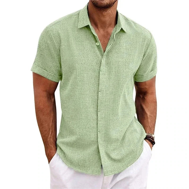 Leinenhemd für Herren | Langarm Sommer Shirt Hellblau [ Herrenkollektion - Leinenhemden - Frühling & Sommer '25 ] 295 - Leinenhemd für Herren Gratti Offiziell Grün XS 