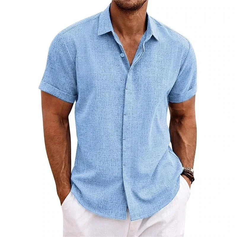Leinenhemd für Herren | Langarm Sommer Shirt Hellblau [ Herrenkollektion - Leinenhemden - Frühling & Sommer '25 ] 295 - Leinenhemd für Herren Gratti Offiziell Himmel Blau XS 