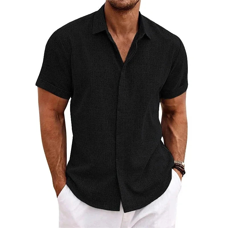 Leinenhemd für Herren | Langarm Sommer Shirt Hellblau [ Herrenkollektion - Leinenhemden - Frühling & Sommer '25 ] 295 - Leinenhemd für Herren Gratti Offiziell Schwarz XS 