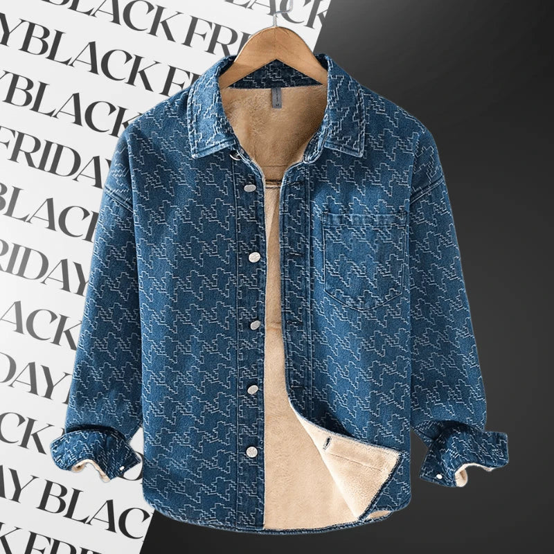 Men’s Denim Jacket with Fleece Lining | Warm Winter Denim Jacket [ Herrenkollektion - Jacken ] - Azure Fleece Fleecefutter Gratti Offiziell 